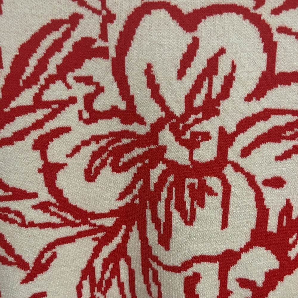 Tahari Cream and Red Floral Crewneck Sweater - Picture 3 of 5